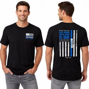 Hold Fast Police Flag Short Sleeve T-Shirt 2X -NEW